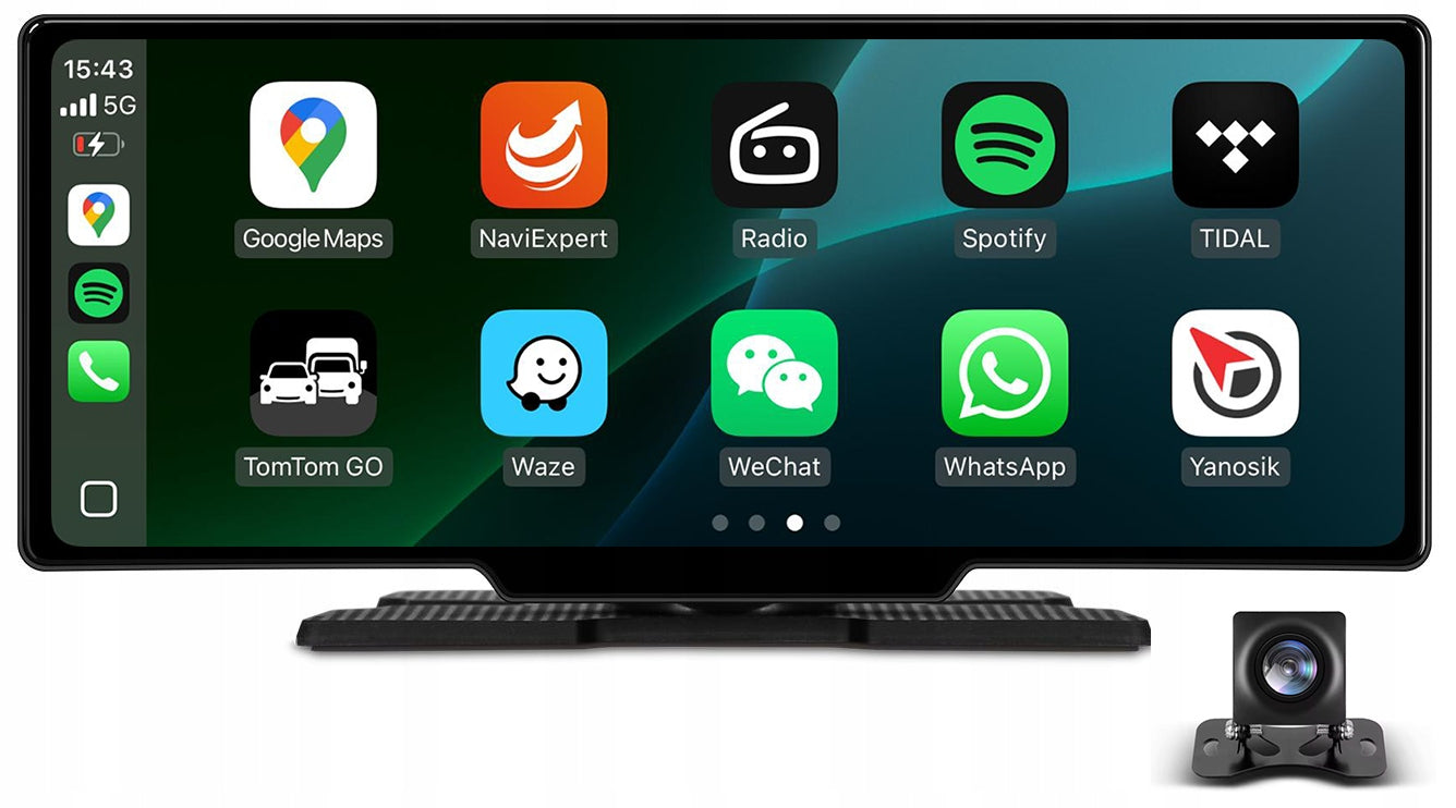 10" Apple Carplay Android Auto Monitor + REVERSING CAMERA + WINDOW HOLDER Manufacturer code 5906214505827