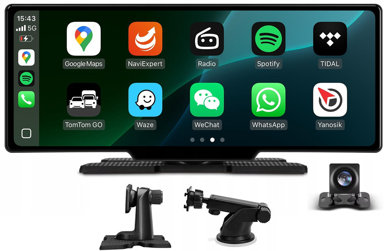 10" Apple Carplay Android Auto Monitor + REVERSING CAMERA + WINDOW HOLDER