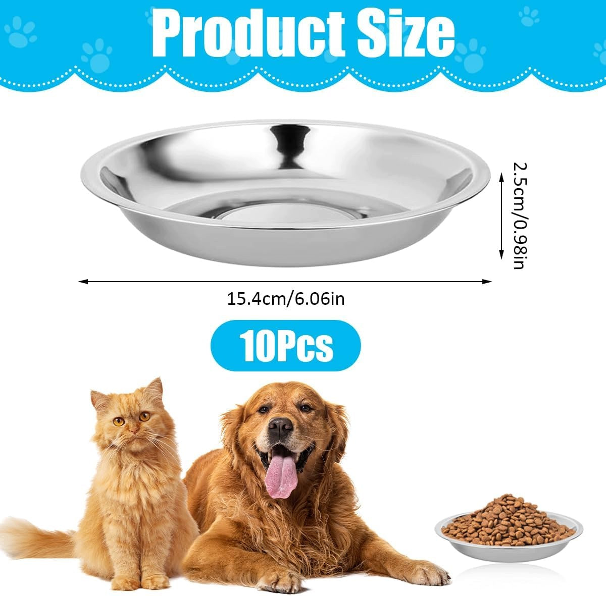 10 CAT BOWLS STAINLESS STEEL 15 CM NON-SLIP Kind automatic feeder
