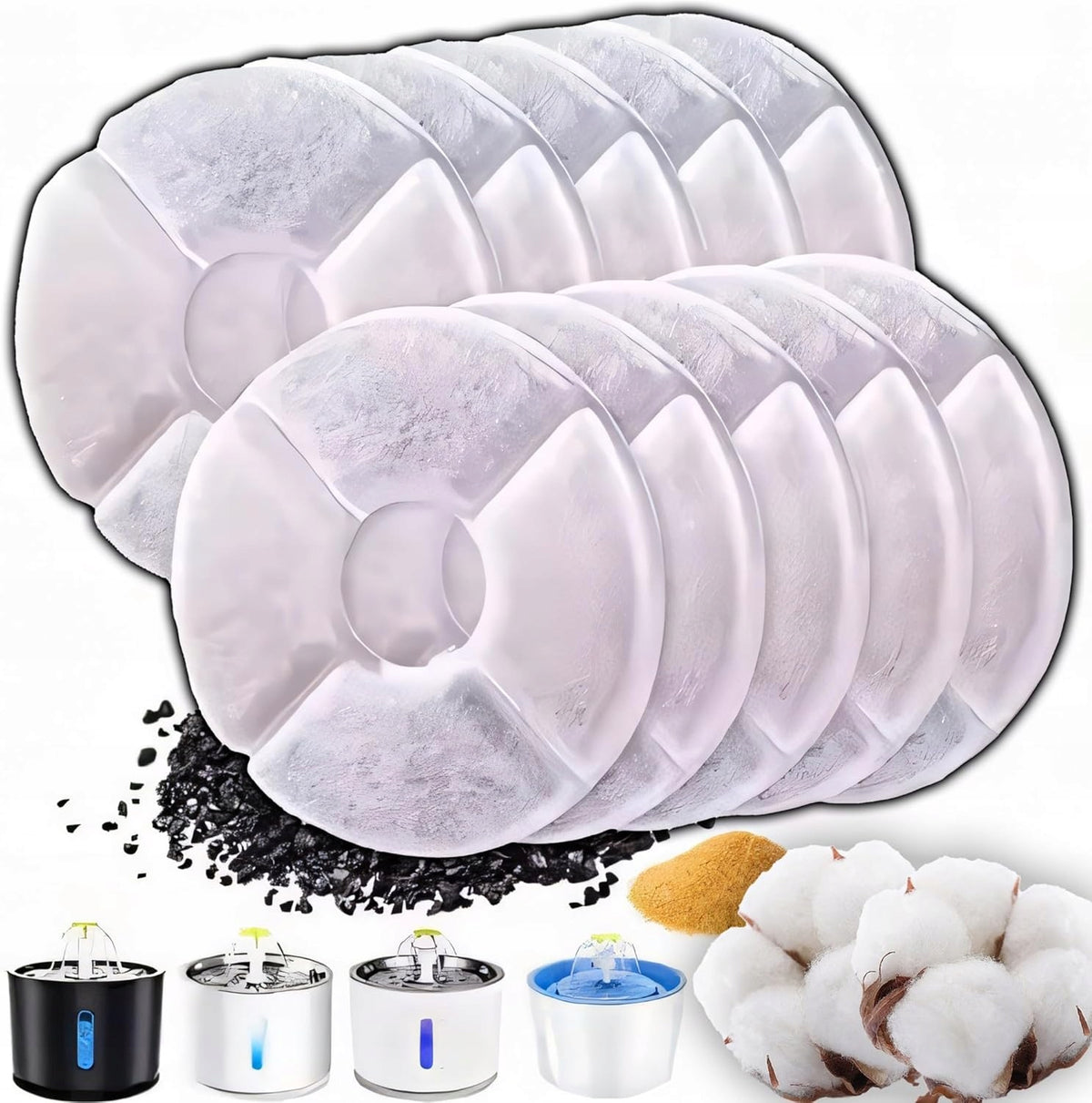 10 FILTERS FOR DOG CAT FOUNTAIN ACTIVATED CARBON 3 LAYERS