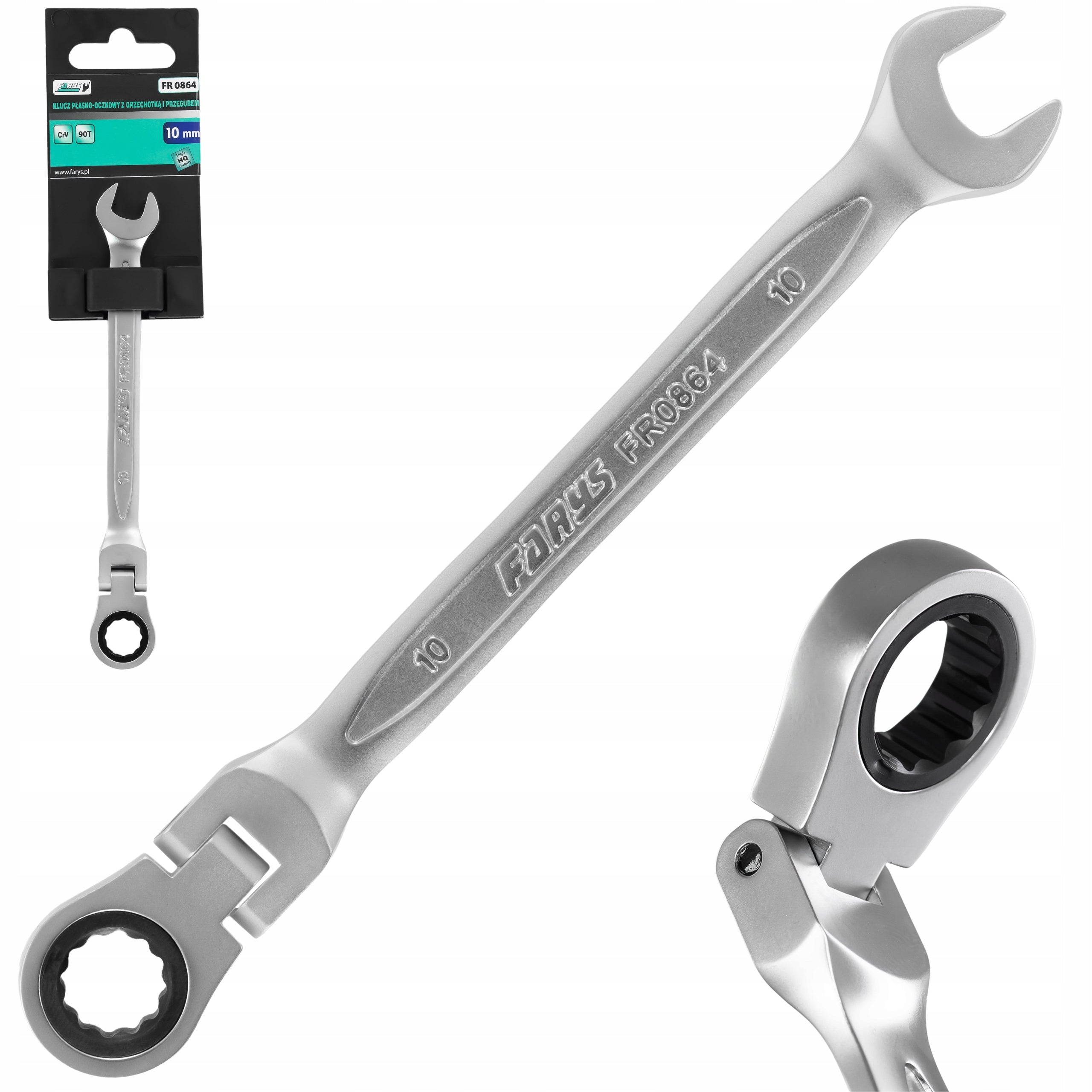 10 MM SPANNER WITH RATCHET 90 TEETH + JOINT CRV PRO FARYS