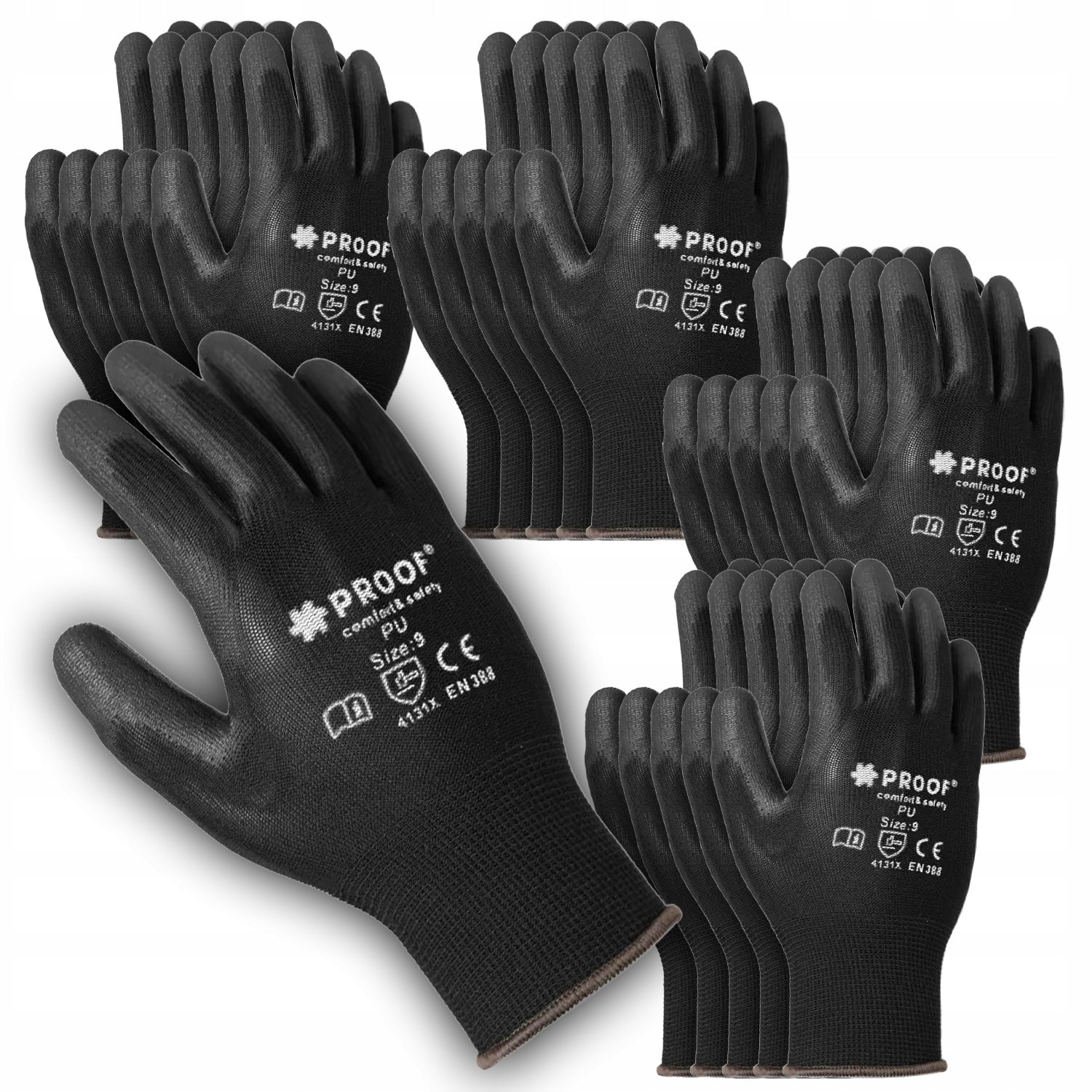 10 PAIRS Gloves Work Gloves Protective Manual Grip Black 10/XL Medical device no