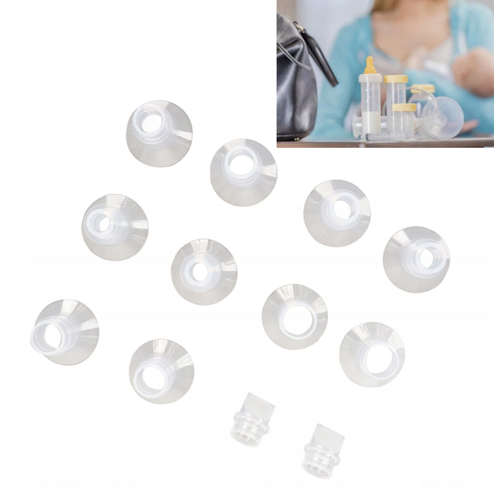 10 PCS SILICONE FLANGE INSERTS FOR BREAST PUMP 13/15/17/19/21 MM Packaging status original