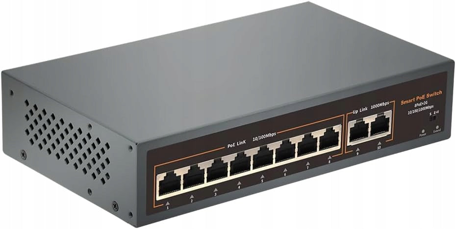 10-PORT POE SWITCH WITH 8 POE+ PORTS AND 2 GIGABIT UPLINK PORTS