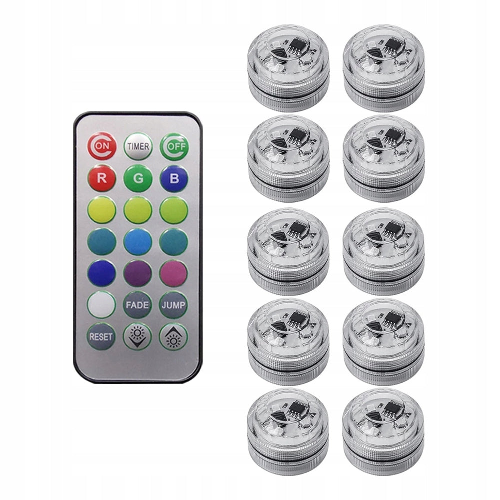 10 Pcs Wireless Colorful LED Car Interior Lighting
