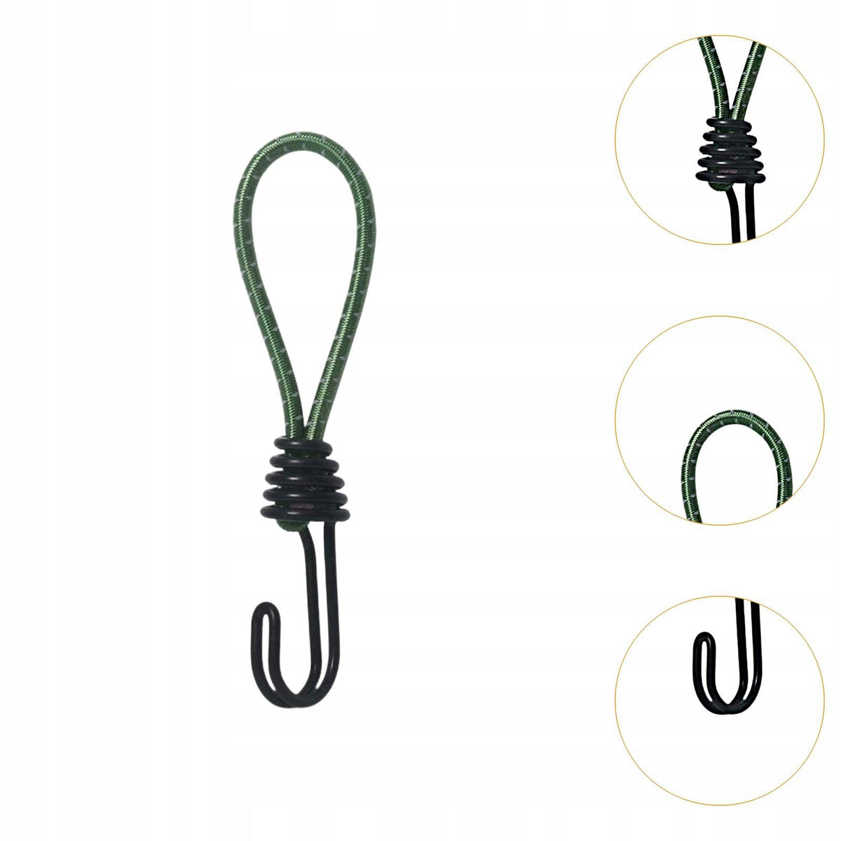 10 Pieces Bungee Cord Outdoor Elastic Rope Sturdy Tent Hook Climbing Green Packaging status original