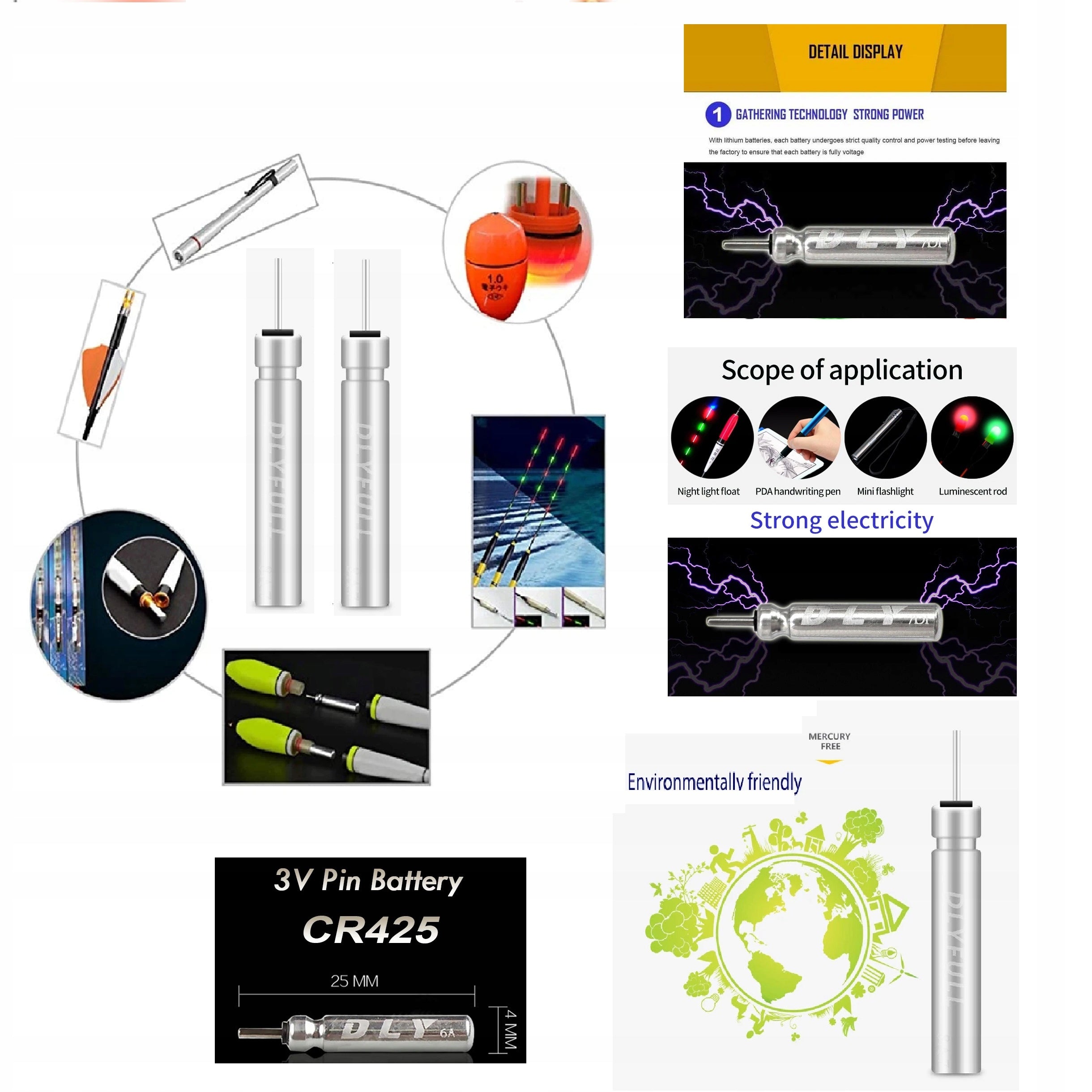 10 Pieces CR425 Battery for Glowing Floats, Signallers, Skylights Packaging status original