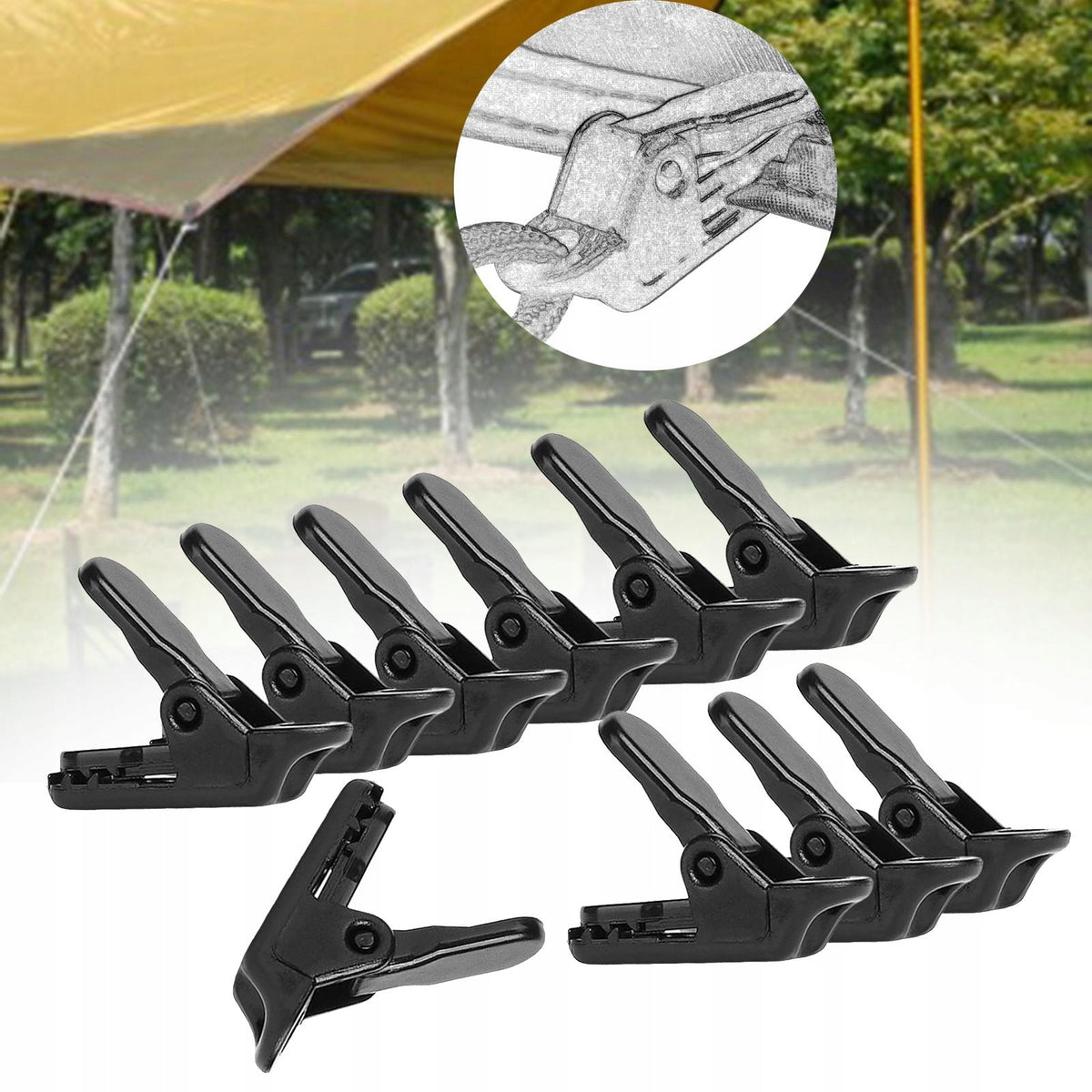 10 Pieces Tarp Clips Heavy Duty Locking Clamp Grabbers Tent Fastener black