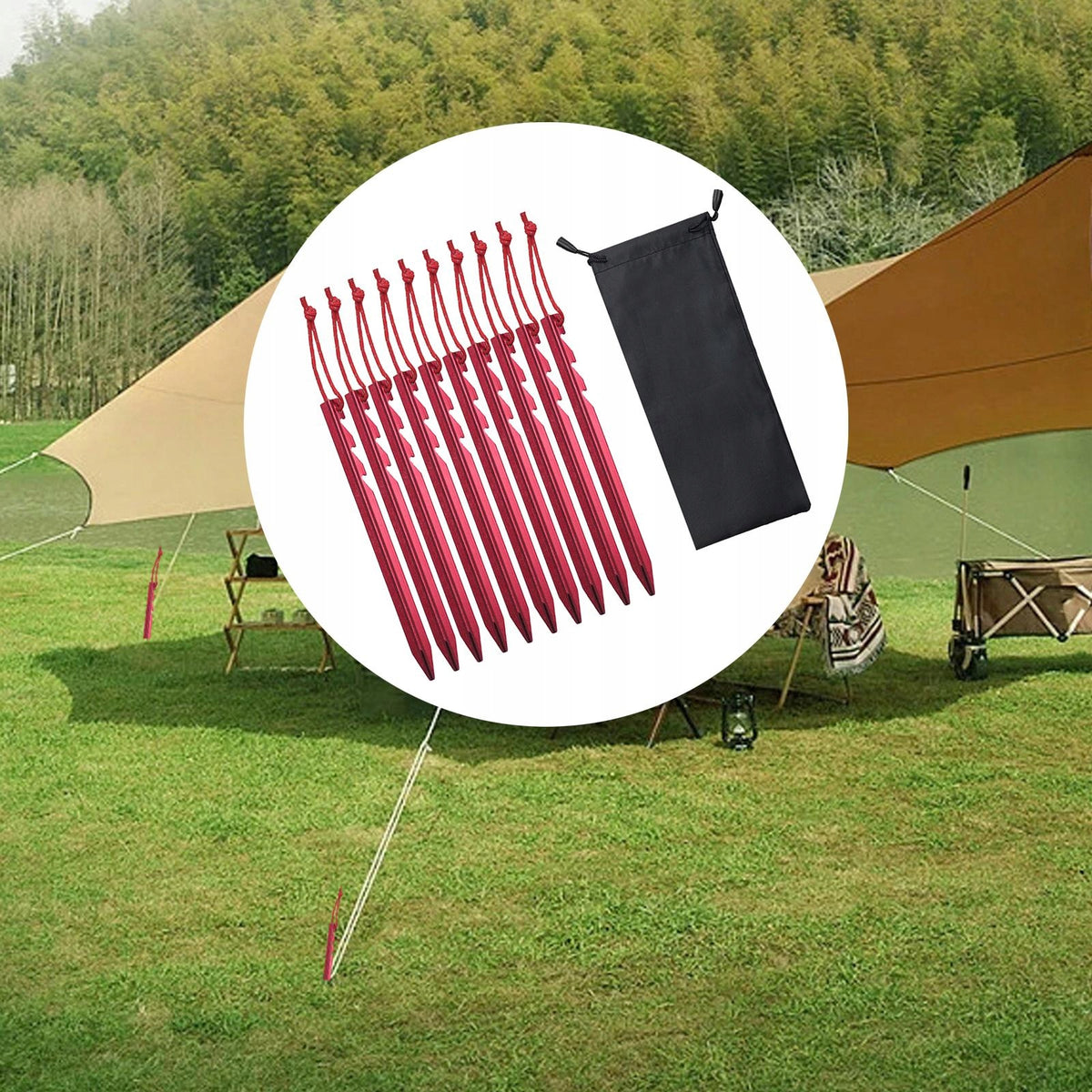 10 Pieces Tent Stakes Unbreakable Aluminum Alloy Stable Ground Stakes Red