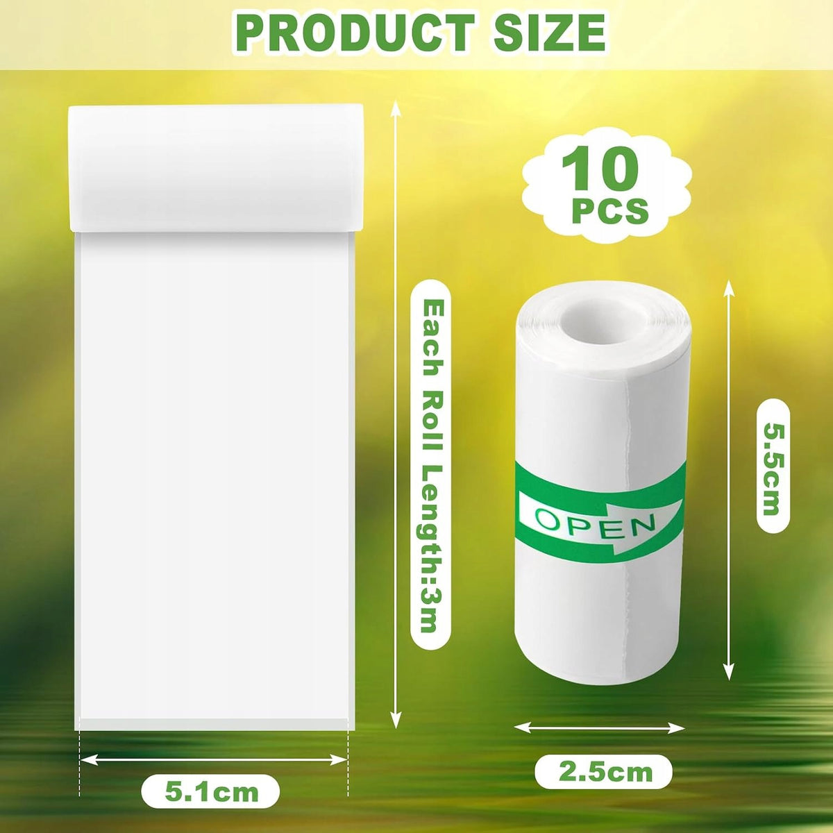 10 ROLLS OF 55MM X 25MM X 3M SELF-ADHESIVE THERMAL PAPER Manufacturer code PAPIER TERMICZNY SAMOPRZYLEPNY DRUKARKA