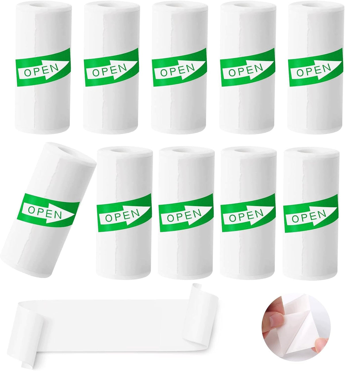 10 ROLLS OF 55MM X 25MM X 3M SELF-ADHESIVE THERMAL PAPER