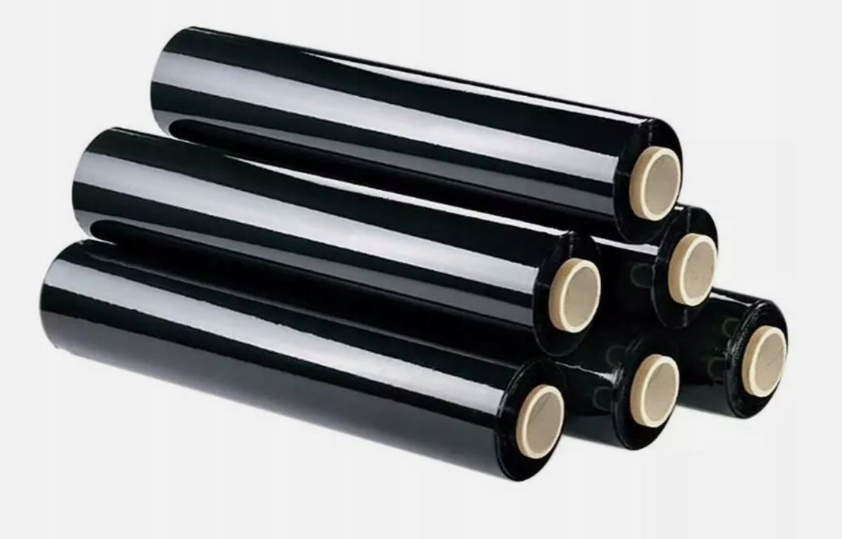 10 ROLLS STRETCH FILM BLACK, STRETCH BLACK 2KG XXL STRONG, MANY, OPAQUE