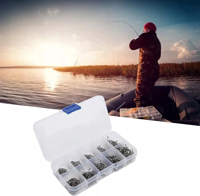 10 SIZES CARBON STEEL FISHING HOOKS SET OF 1000 PCS Packaging status original