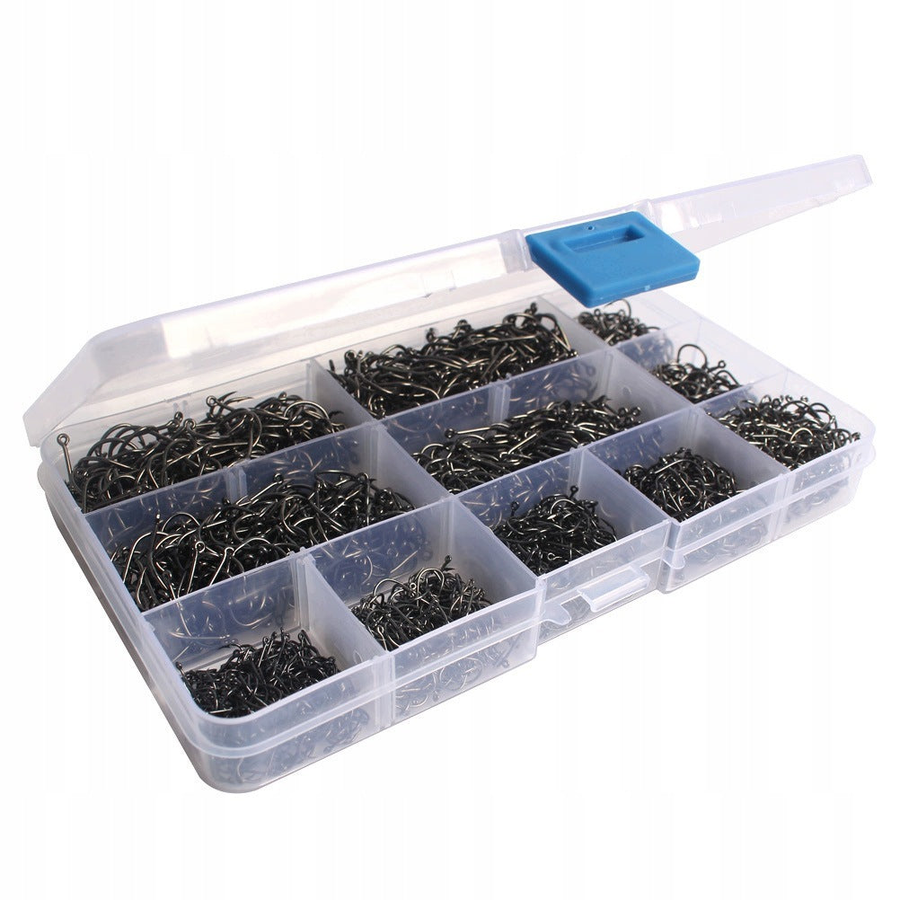 10 SIZES CARBON STEEL FISHING HOOKS SET OF 1000 PCS