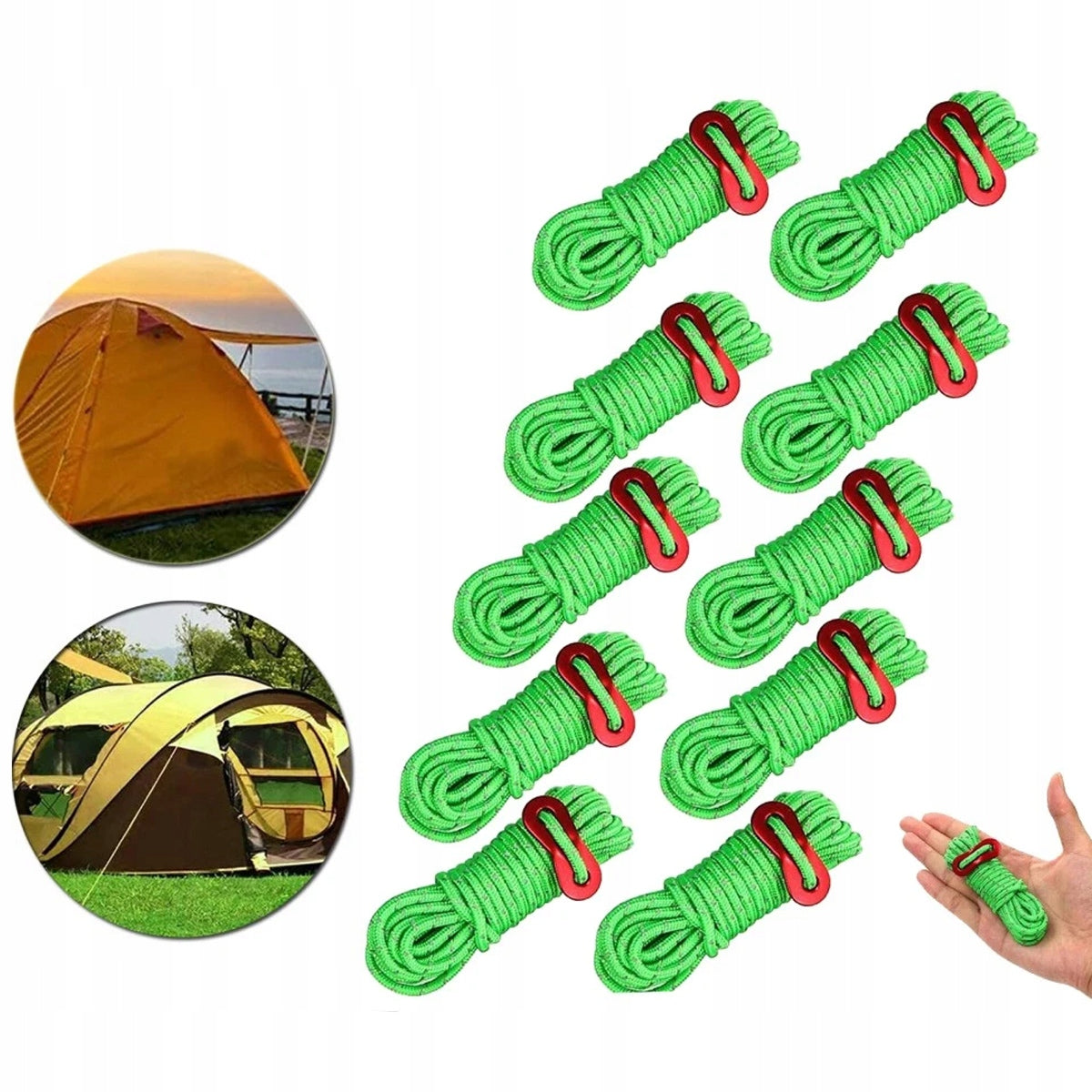 10 X TENSION ROPES, TENSION CABLES WITH ROPE TENSIONER 4M