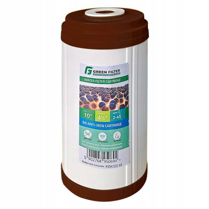 10 inch Big Blue de-iron cartridge by GREEN FILTER.