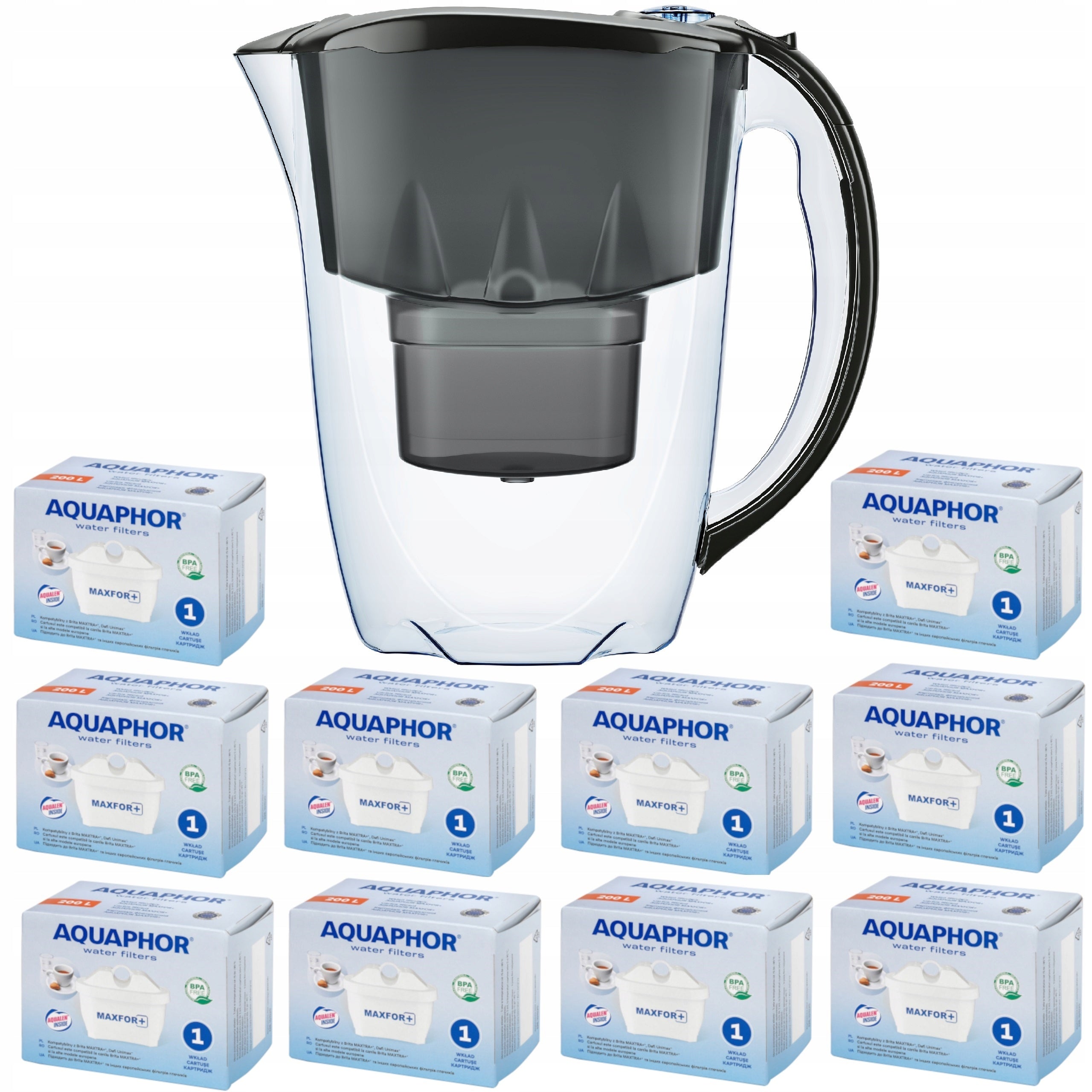 10 x Filter cartridges Aquaphor Maxfor plus Jug Amathyst black Freebie