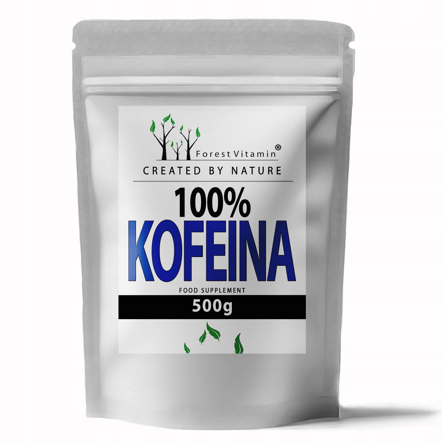 100% CAFFEINE ANHYDROUS 500g STIMULATES + SCOOP CLEAN POWDER WHITE DOWN Packaging status original