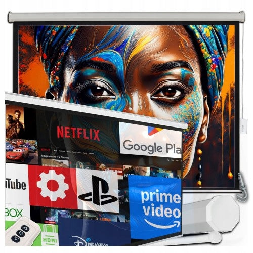 100 INCH ELECTRIC PROJECTION SCREEN For Projector With Remote Control Packaging status original