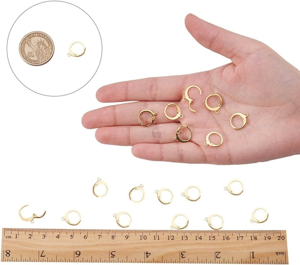 100 PCS STAINLESS STEEL LEVER EARRING HOOKS GOLD PLATED Brand Stal