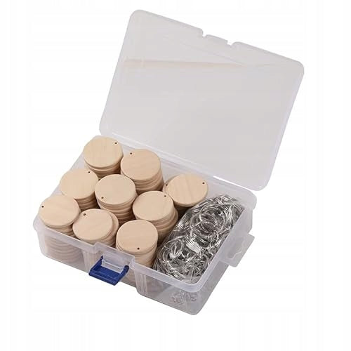 100 PCS WOODEN KEYCHAIN ROUND FOR KEYS NATURAL WOOD FOR KIDS Manufacturer code Bez marki