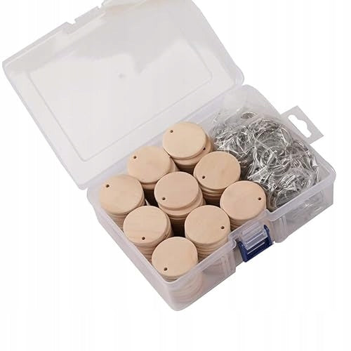 100 PCS WOODEN KEYCHAIN ROUND FOR KEYS NATURAL WOOD FOR KIDS Model B0BB74WB25