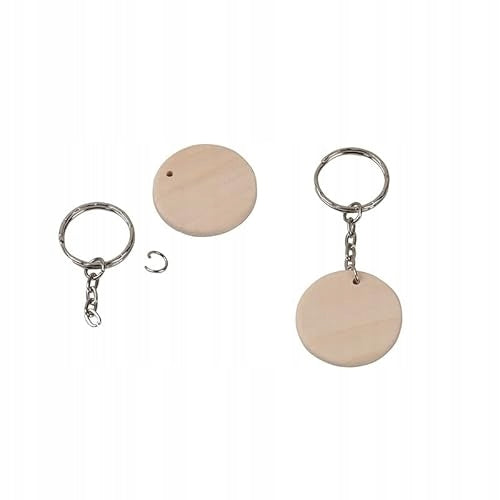 100 PCS WOODEN KEYCHAIN ROUND FOR KEYS NATURAL WOOD FOR KIDS Number of items in the set 100