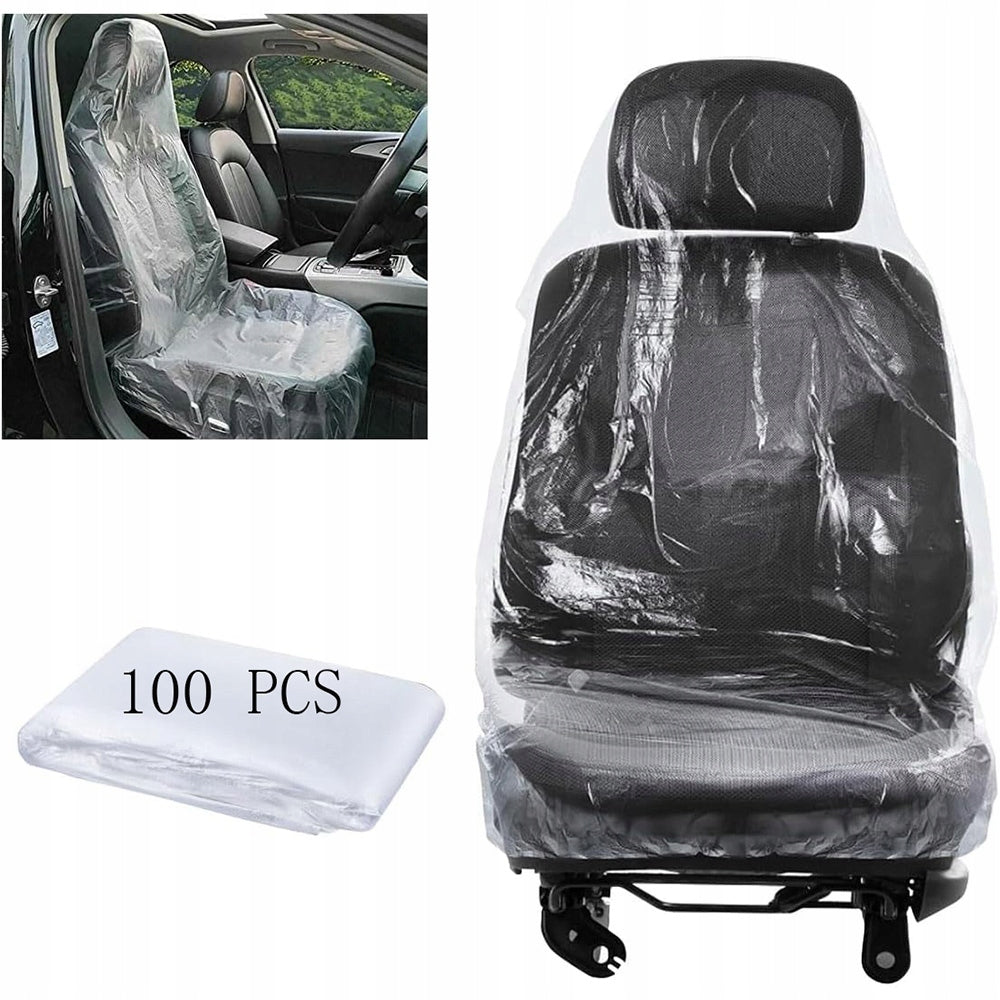 100 Pieces Disposable Seat Covers, Car Universal Plastic Seat Covers