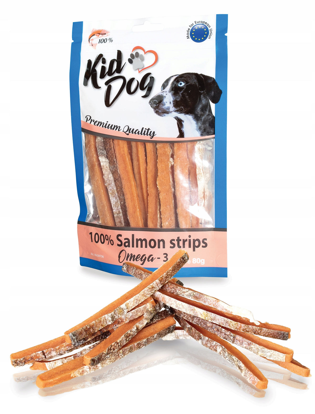 100% SALMON STRIPS (OMEGA-3) 80 G *KID DOG *04706 treats Volume 80 ml