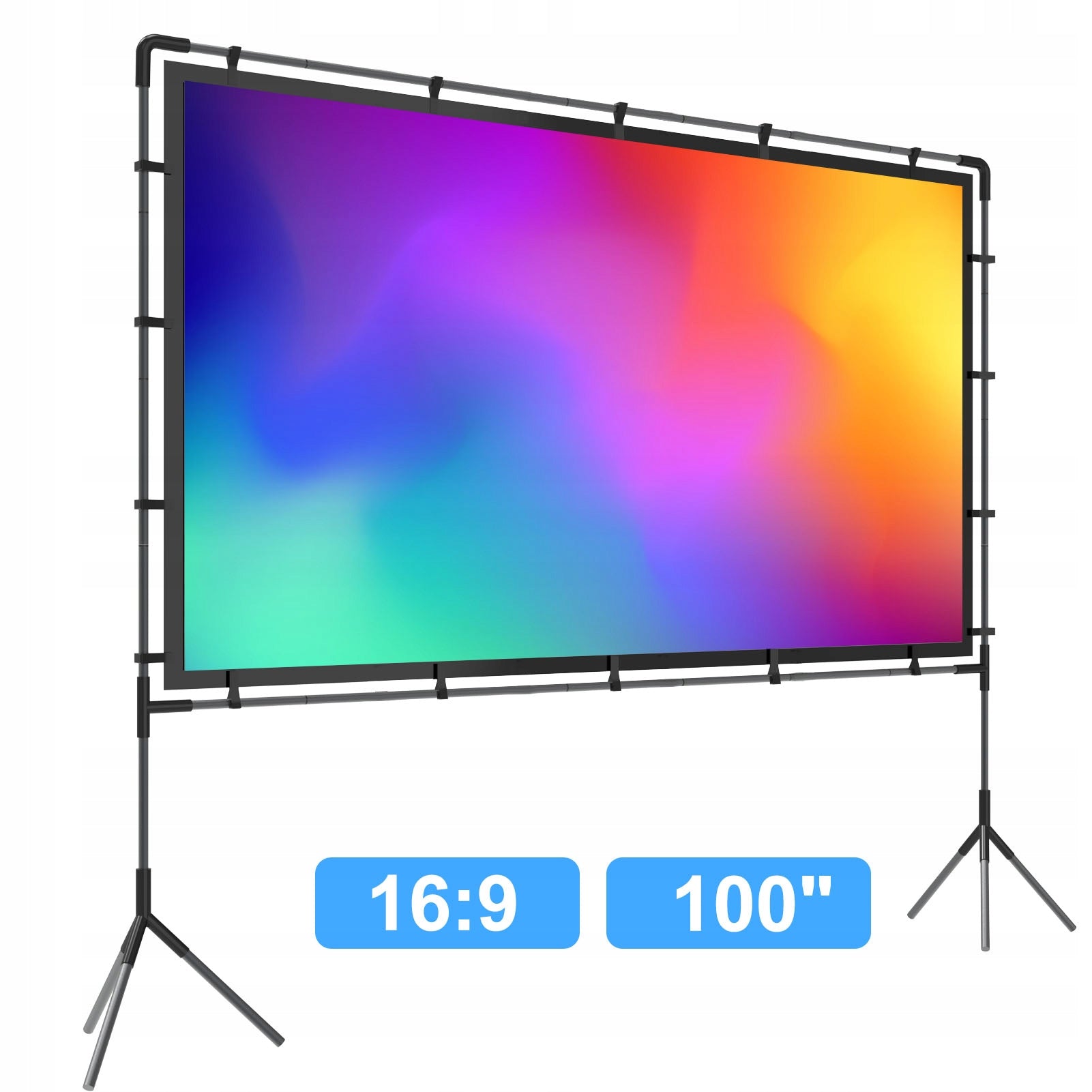 100 inch 16:9 aspect ratio outdoor projector screen with stand, k Brand no brand