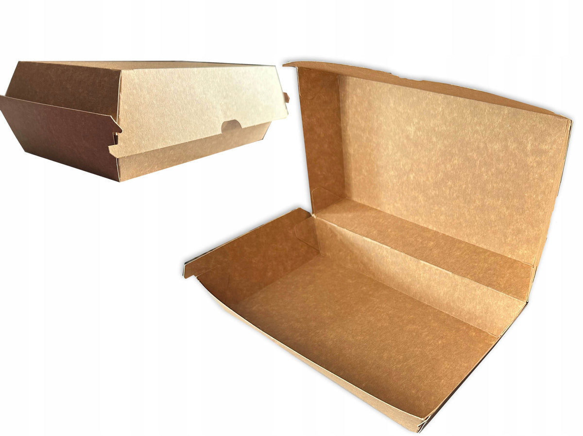 100 pcs PACKING CARDBOARD BOX FOR BURGERS LUNCHBOX 21,5x12x8 cm,