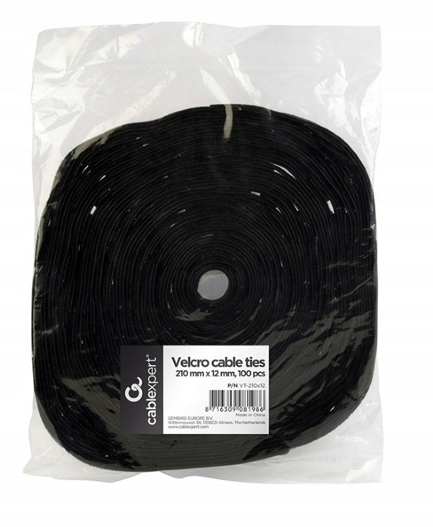 100 x VELCRO cable organizer for cables clamp band BLACK 210x12mm Product weight with unit packaging 0.02 kg