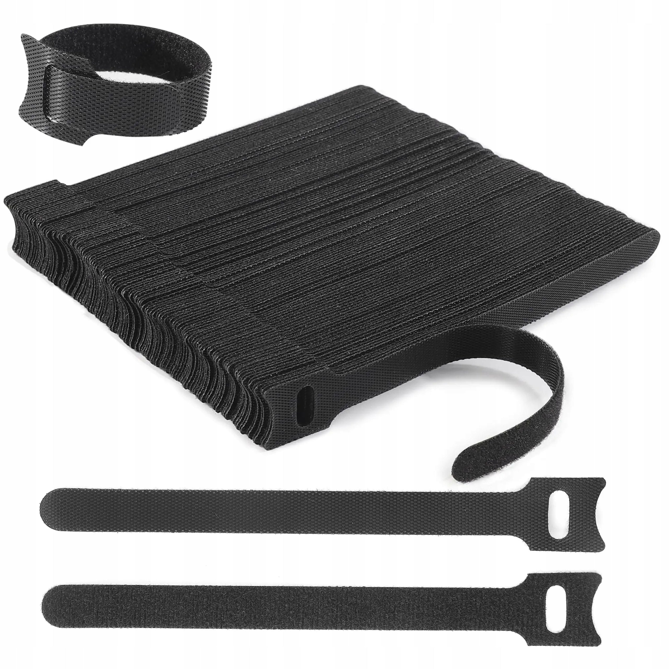 100 x VELCRO cable organizer for cables clamp band BLACK 210x12mm