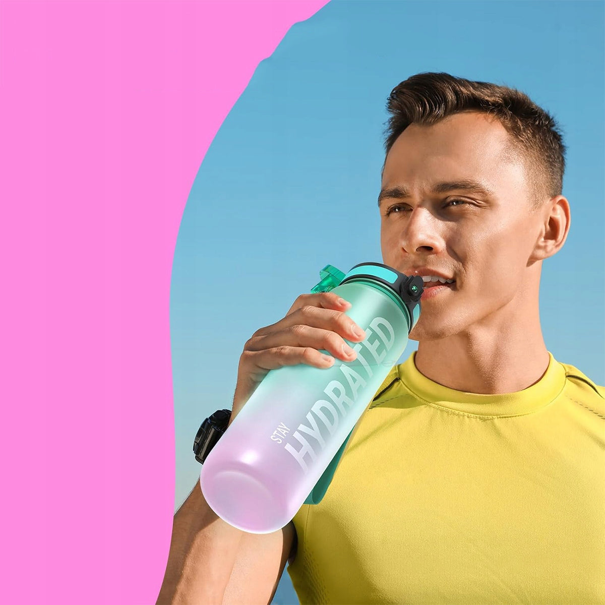 1000 ml BOTTLE WATER BOTTLE DRINK TRITAN SEALED SPORTS WITH GRADUATION Brand no brand