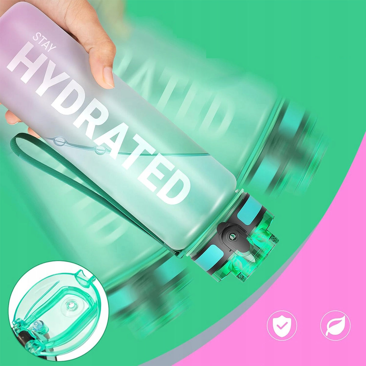 1000ML SPORTS WATER BOTTLE GYM WATER BOTTLE BPA FREE Color multicolor