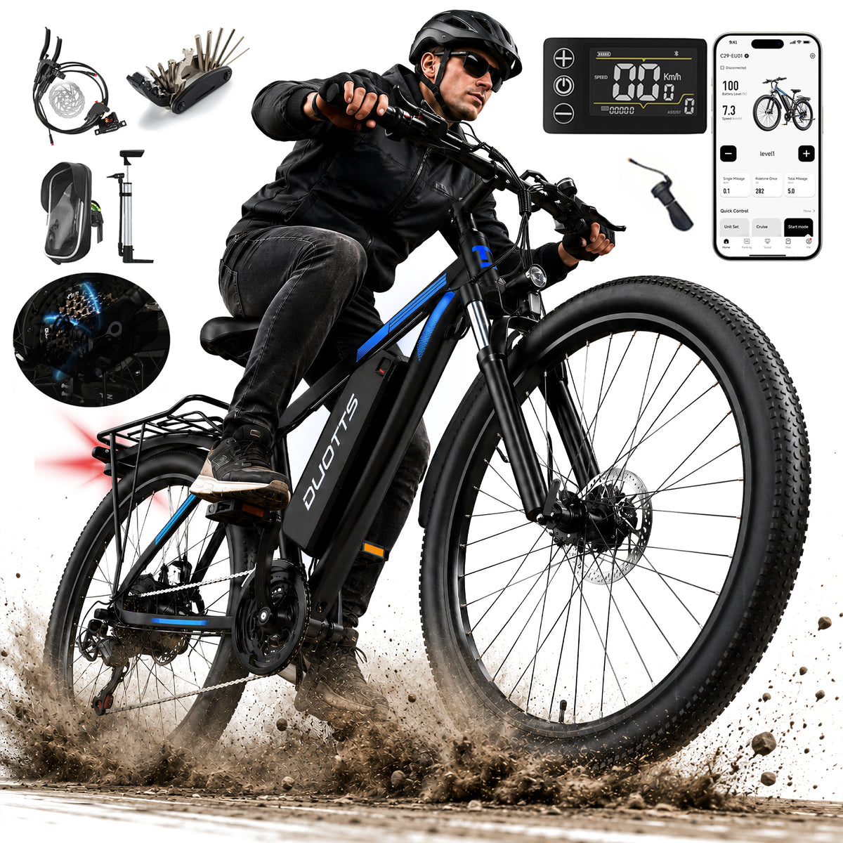 1000W Oil Brakes DUOTTS C29L 29"x2,1" 48V15Ah 55KM/H Shimano 21-Biw