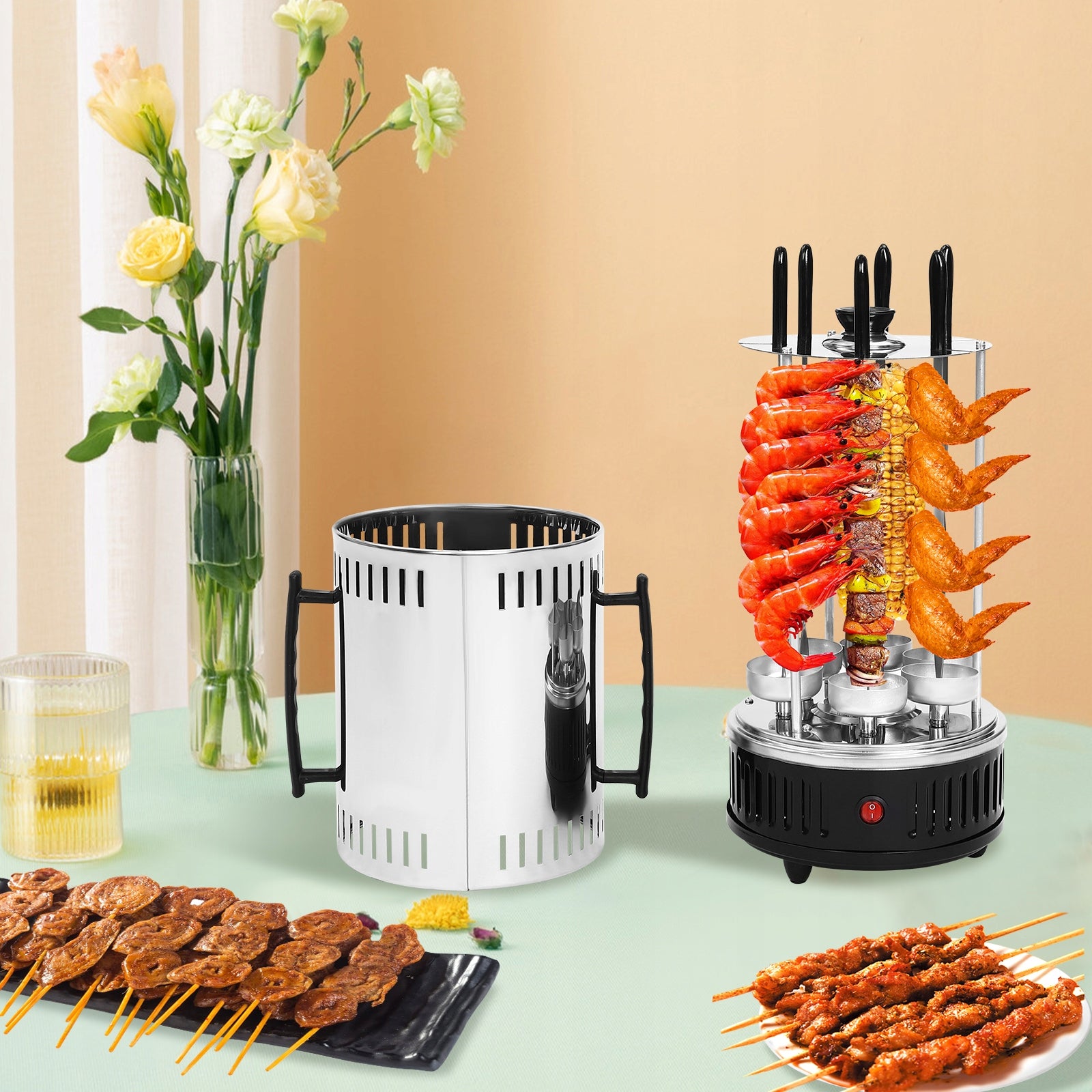 1000W Vertical Rotisserie Grill Electric Rotating Grill Machine 220V Packaging status original