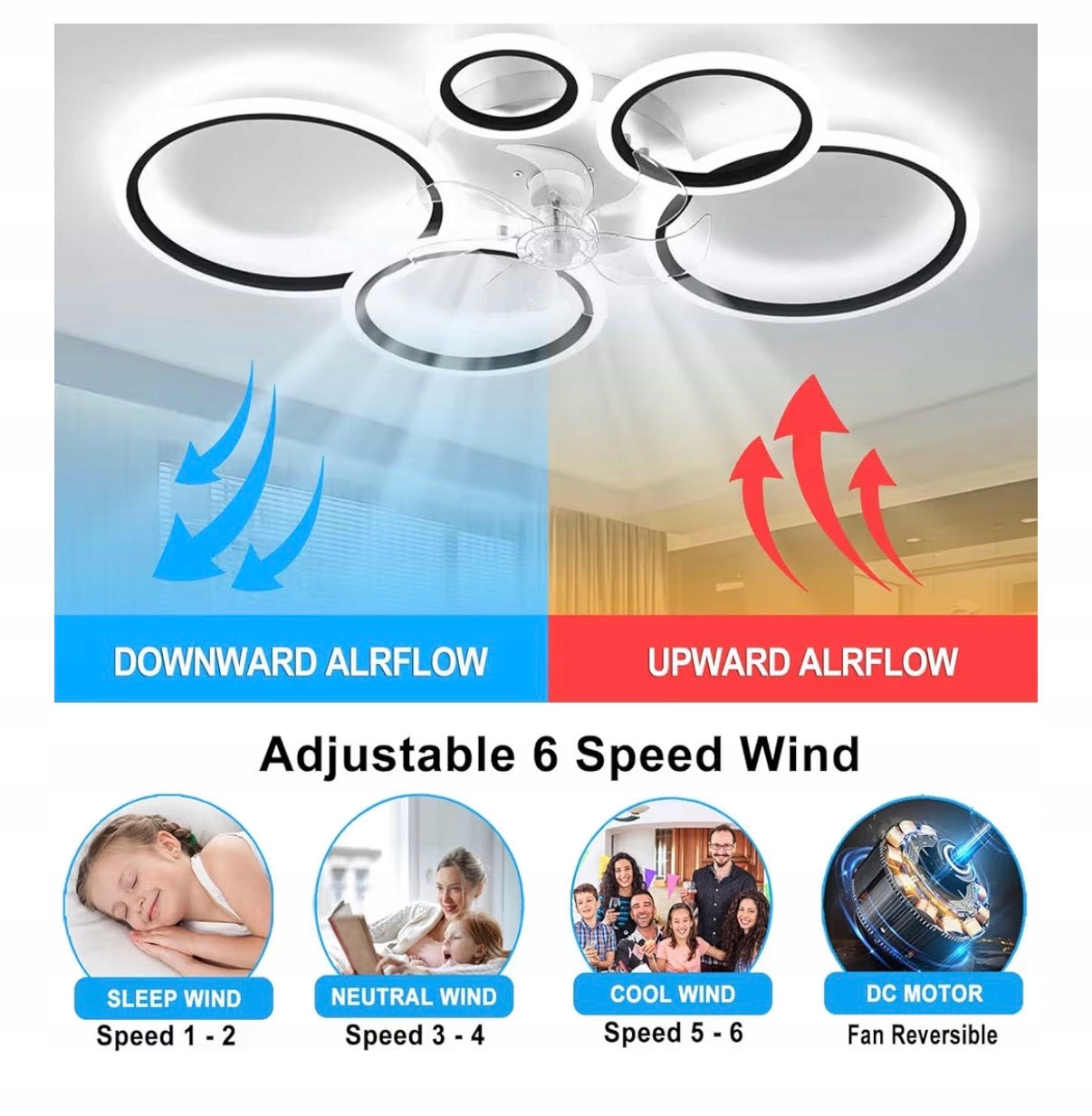 100CM Ceiling Fan with Lights Modern Lights, LED 130W Model YUN-ZI-284