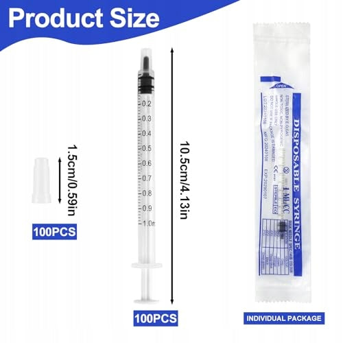 100PCS SYRINGES 1ML COLOSTRUM SYRINGES WITHOUT NEEDLE FOR HOME gift Kind insulin syringes