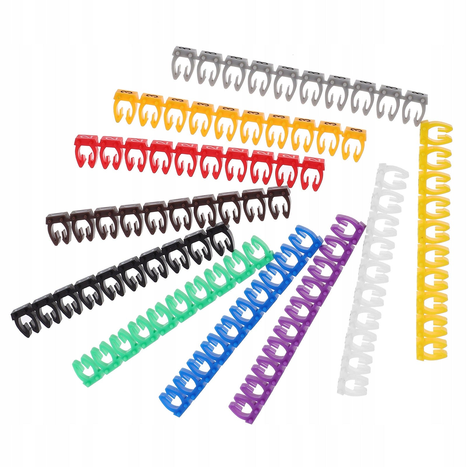 100Pcs Assorted Color Clip-on Plastic Digital Number Cable Markers