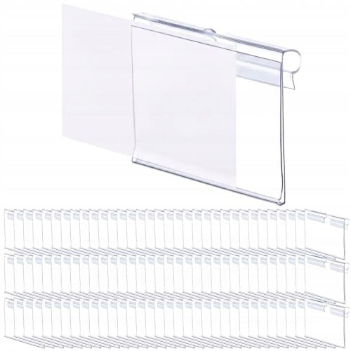 100X CLEAR PVC PLASTIC TAGS WITH PRICES LABEL HOLDERS Packaging status original