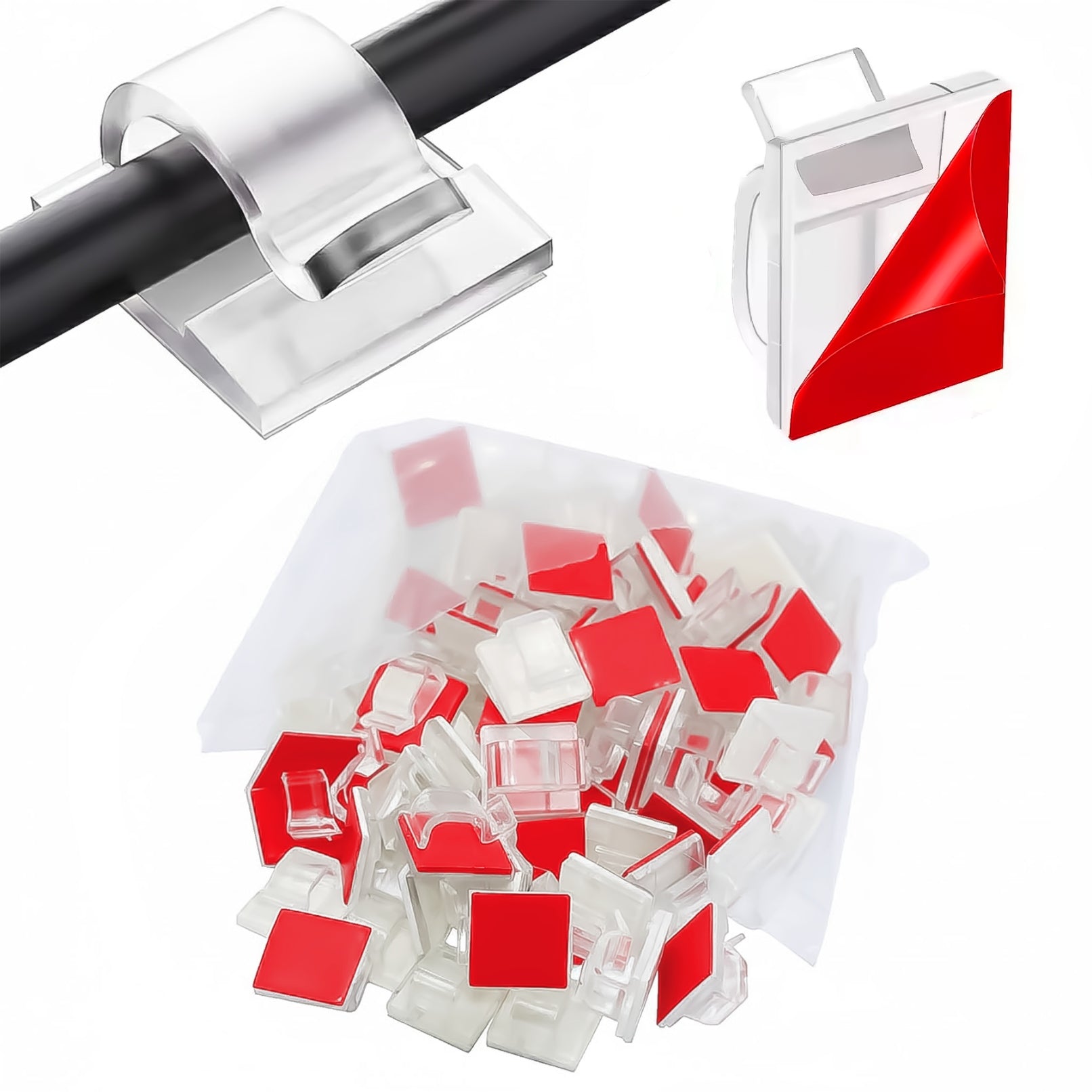 100x HOLDER CABLE ORGANIZER SELF ADHESIVE COLORLESS