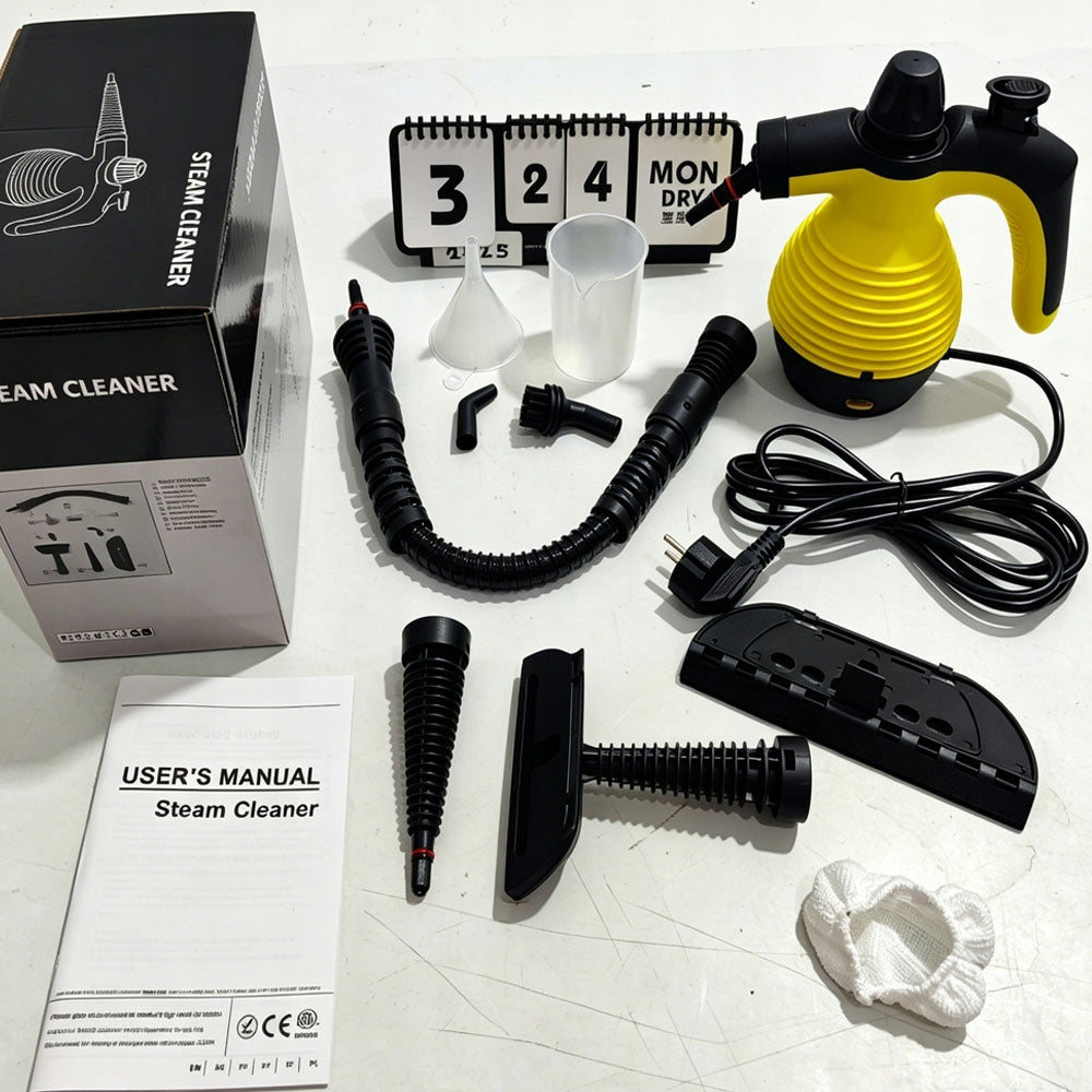 1050W PRESSURE STEAM CLEANER FOR WINDOW GROUT UPHOLSTERY WITH 9 ACCESSORIES 350ML Packaging status original