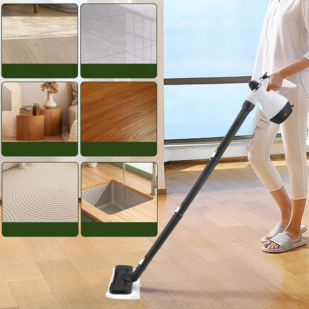 1050W UNIVERSAL ELECTRIC STEAMER FOR INDOOR CLEANING Dominant color white