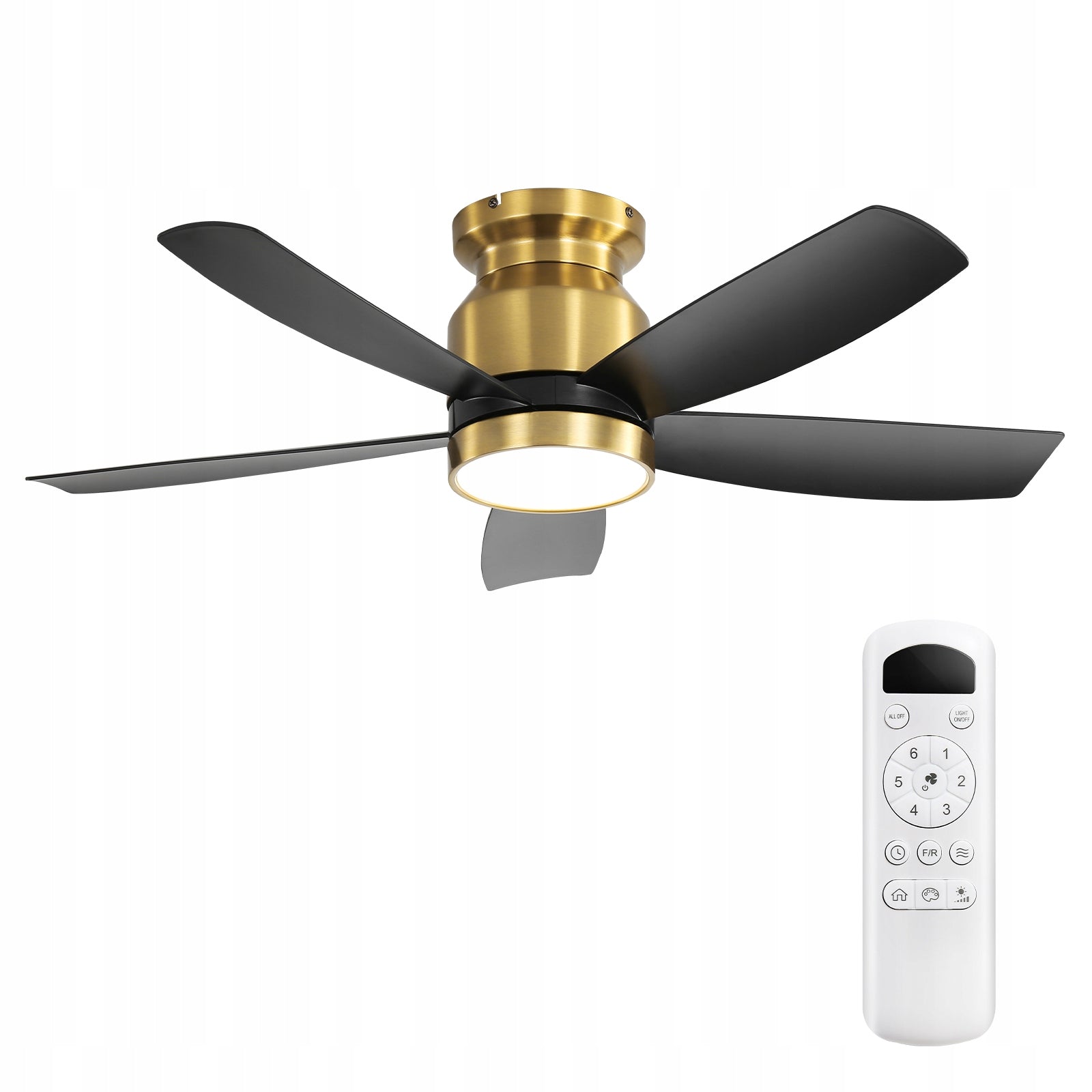 106cm Ceiling fan 6-speed Black 5 blades reversible remote control + light
