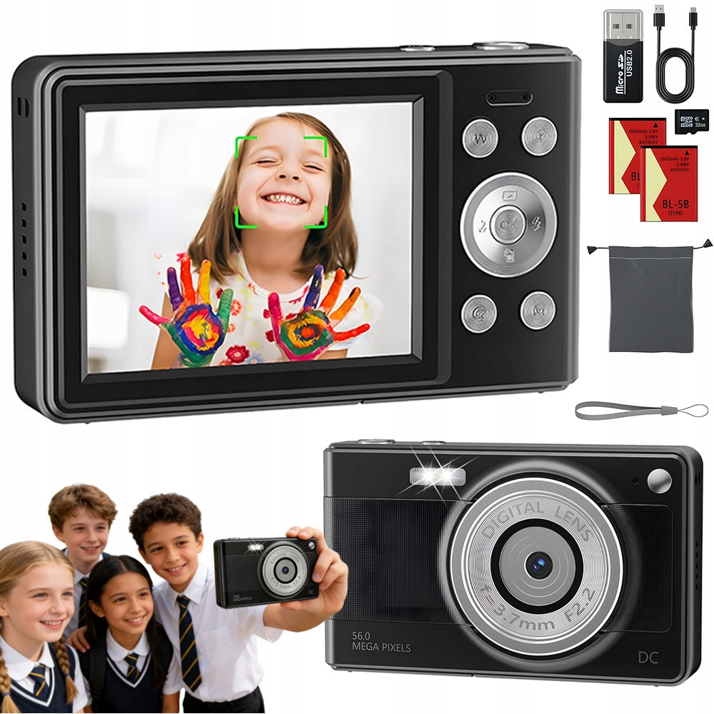 1080P DIGITAL CAMERA WITH 16X ZOOM 56MP CAMERA FOR KIDS + 32GB CARD