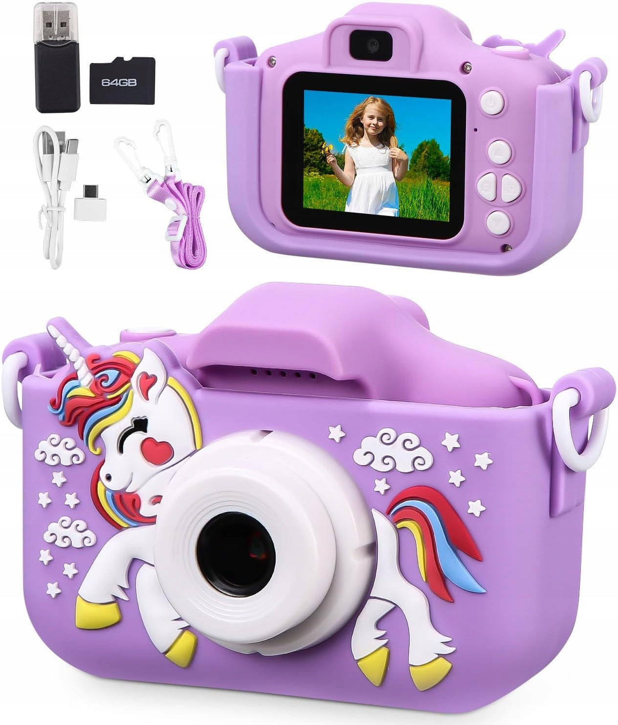 1080P DIGITAL UNICORN BABY CAMERA WITH 64GB SD CARD FOR GIFT
