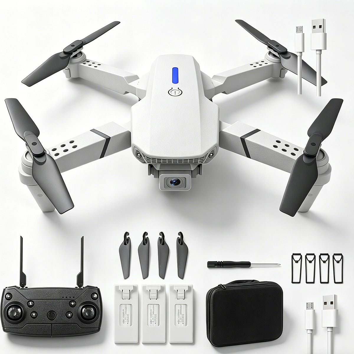 1080P DRONE WITH TWO CAMERAS AND 3X BATTERY – 100M RANGE, GESTURES, 3D FLIP