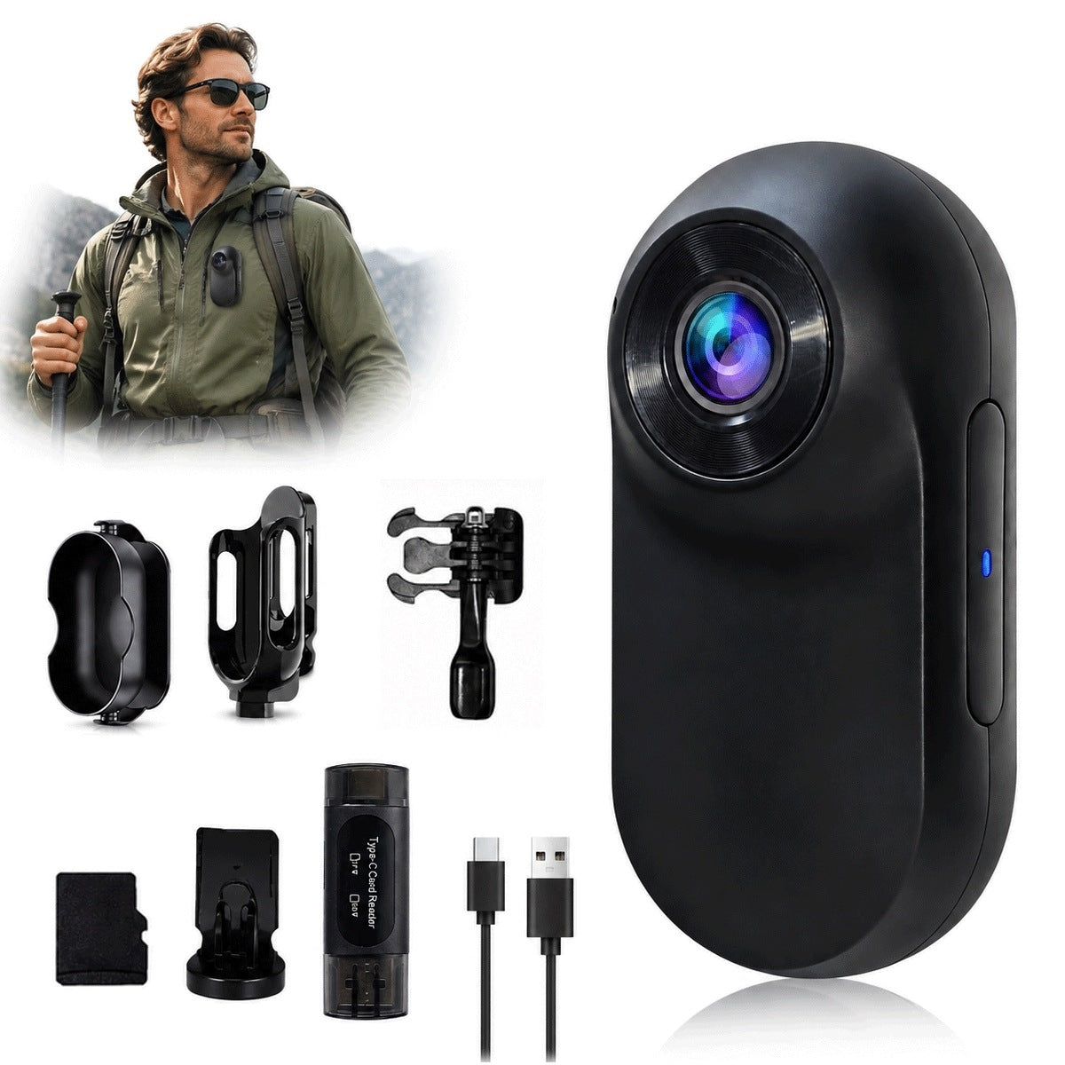1080P Helmet Action Camera, 32GB Card, Loop Recording for Sports