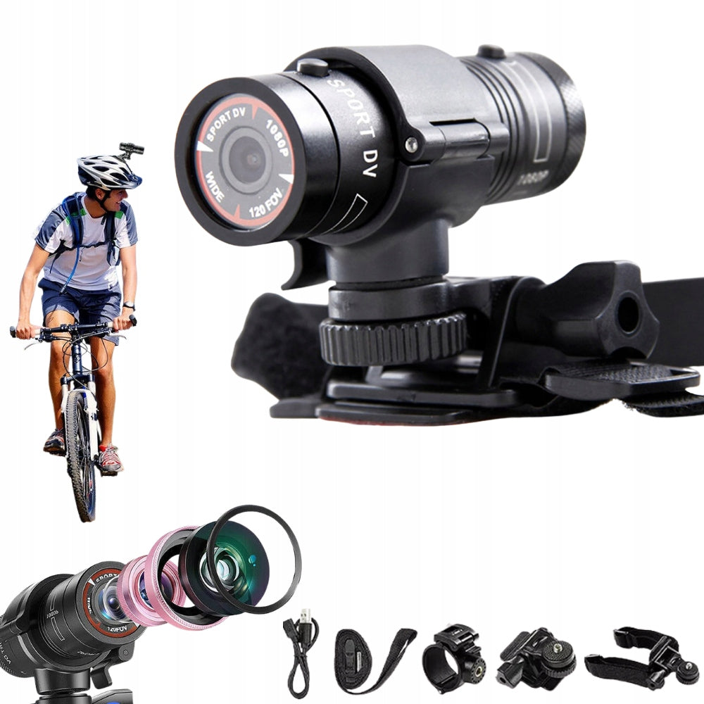 1080P PORTABLE HELMET CAMERA, BICYCLE SKI SPORTS RECORDER